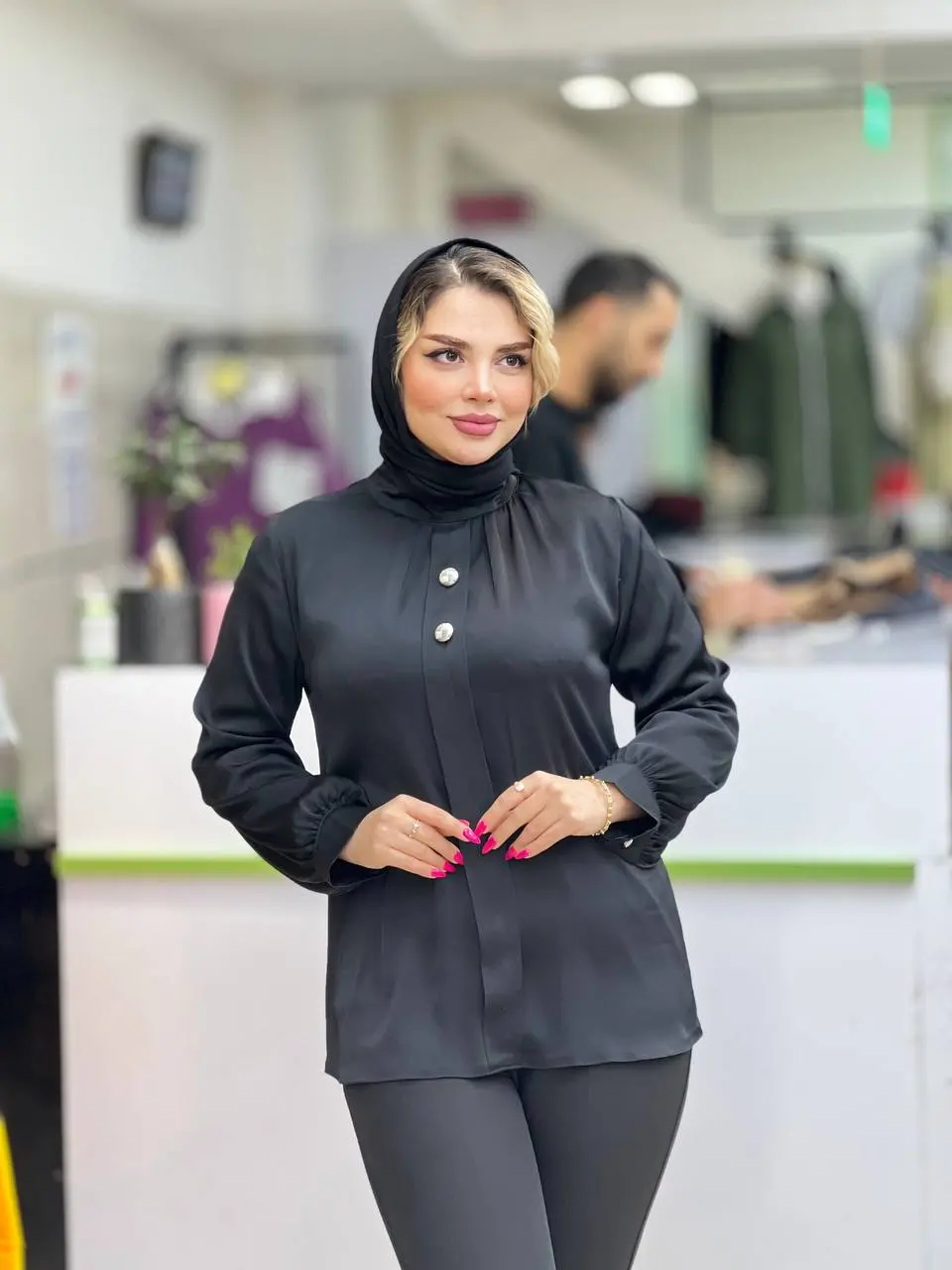 شومیز ساتن دو دکمه